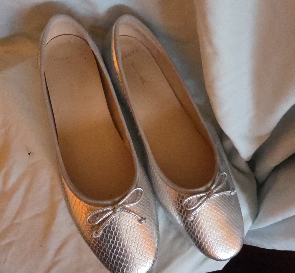 Frankie 4 Metallic Silver Ballet Flats with Bow